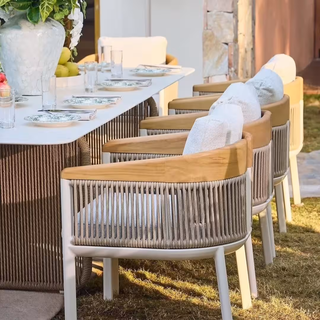 Bohan Coastal Woven Teak Armchair