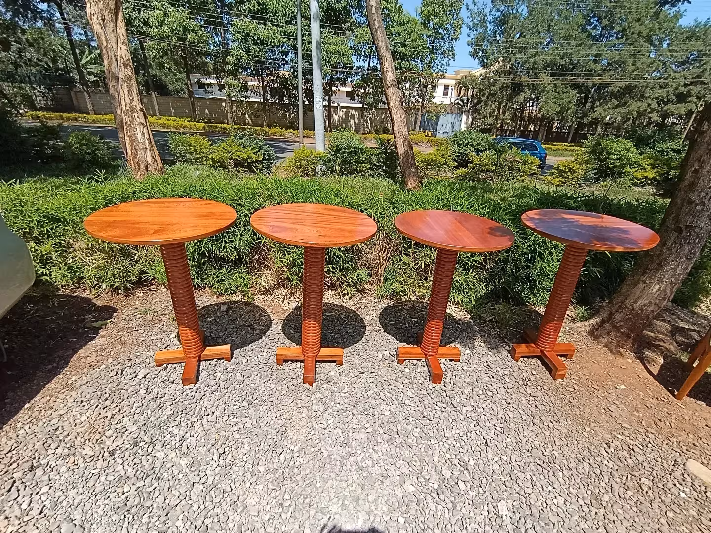 Somerset Ribbed Mahogany Pedestal Bar Table