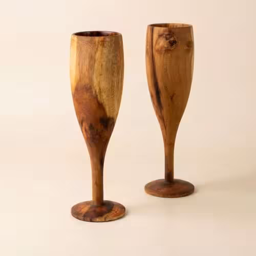 Timeless Wooden Wine Glasses  (Pair)