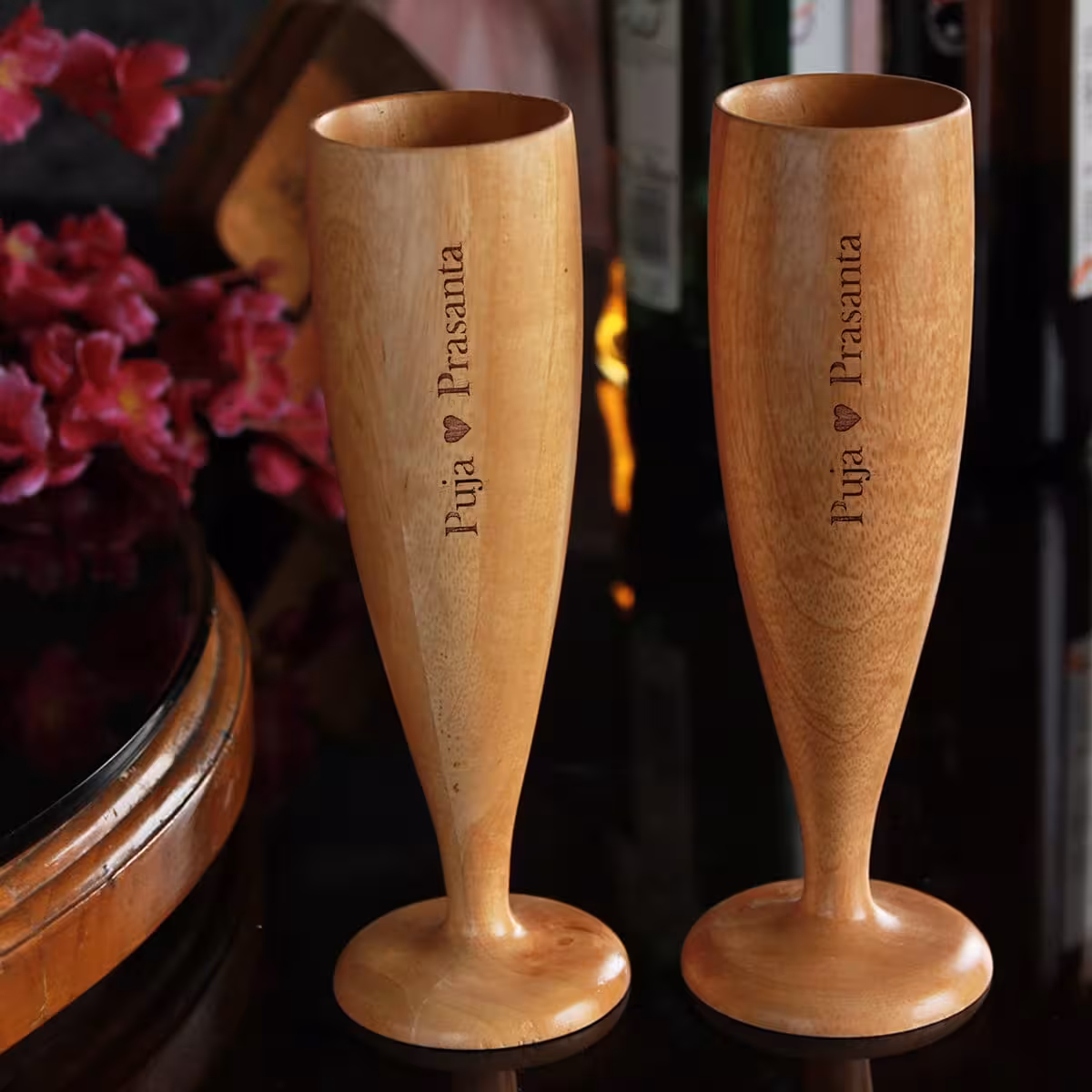 Timeless Wooden Wine Glasses  (Pair)
