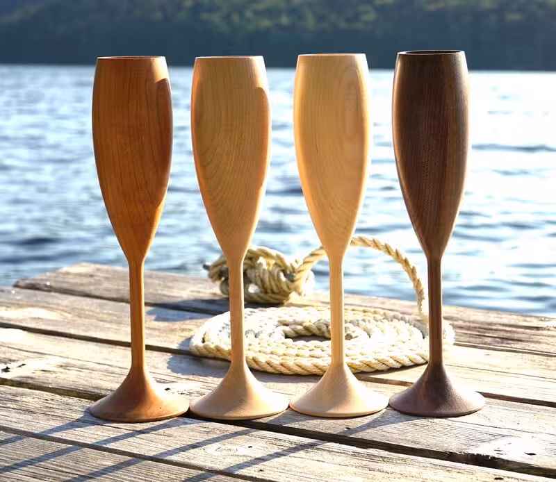Timeless Wooden Wine Glasses  (Pair)
