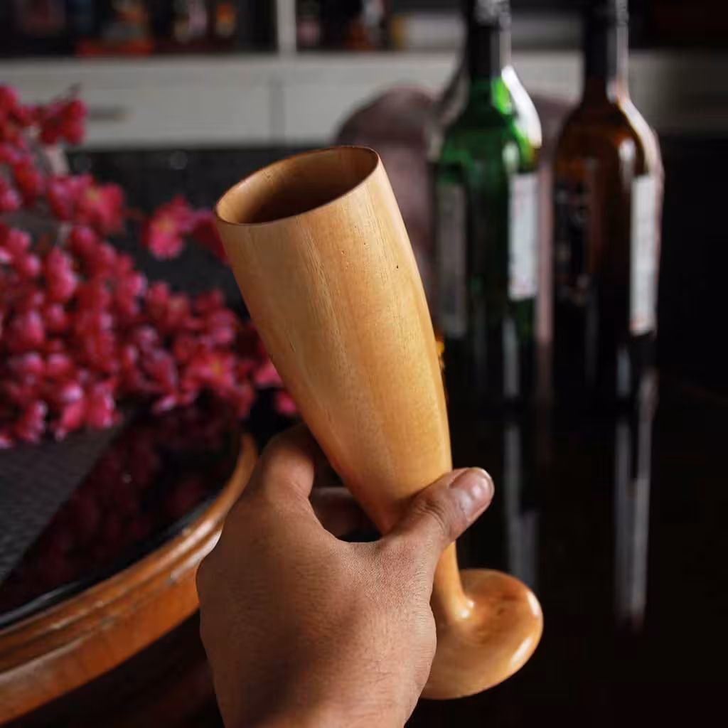 Timeless Wooden Wine Glasses  (Pair)