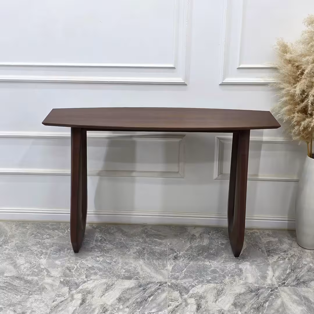 Sculptural Cutout Wood Entryway Console Table