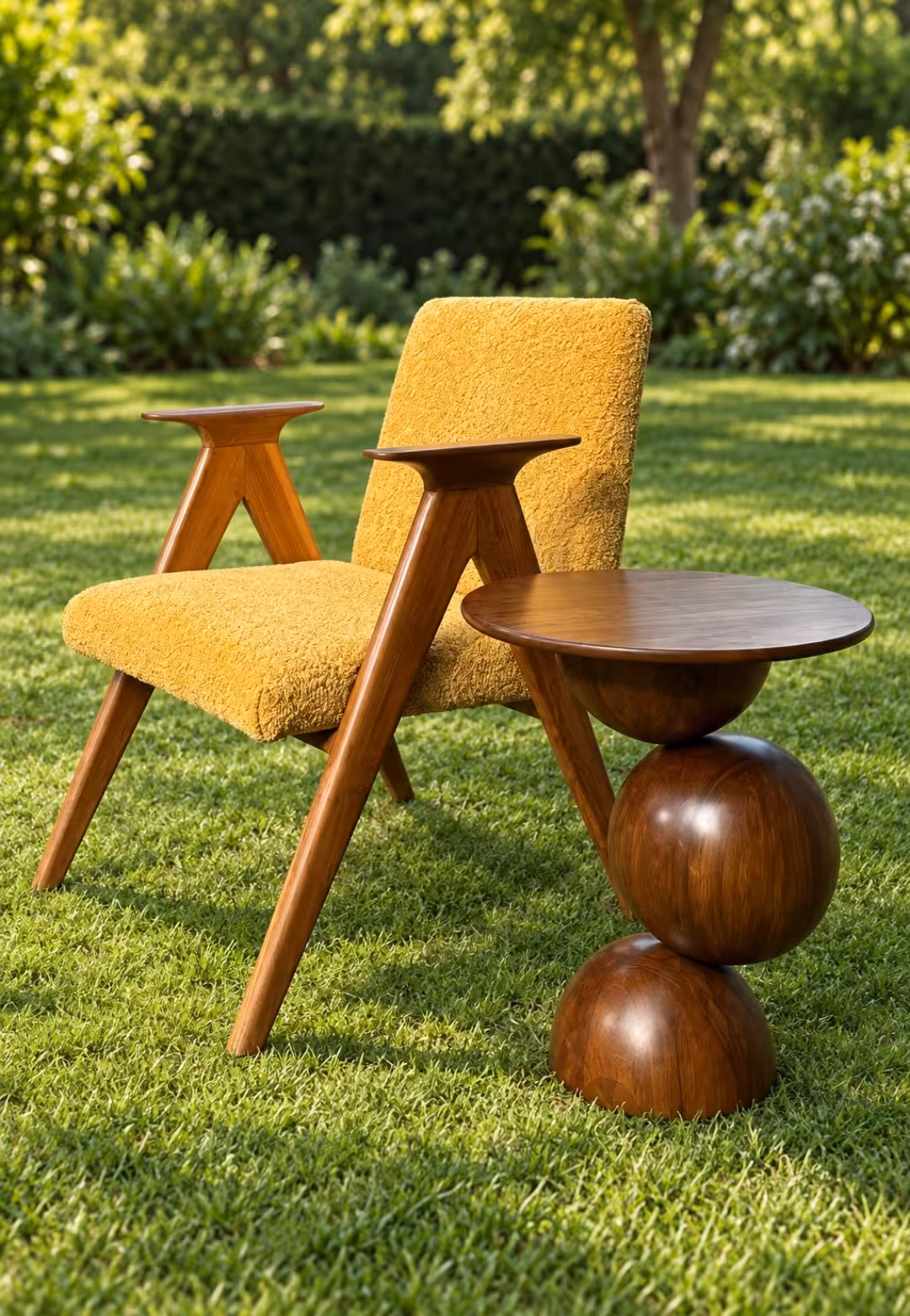 Sculptural Mahogany Side Table