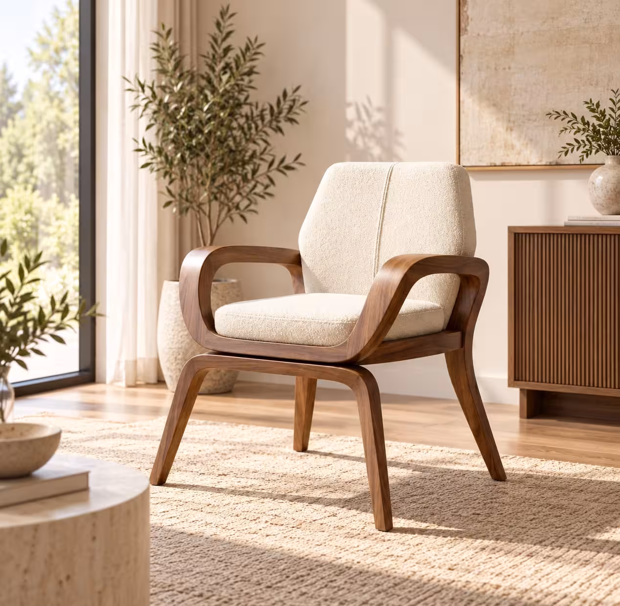 Luxury Muringa Wood Accent Armchair