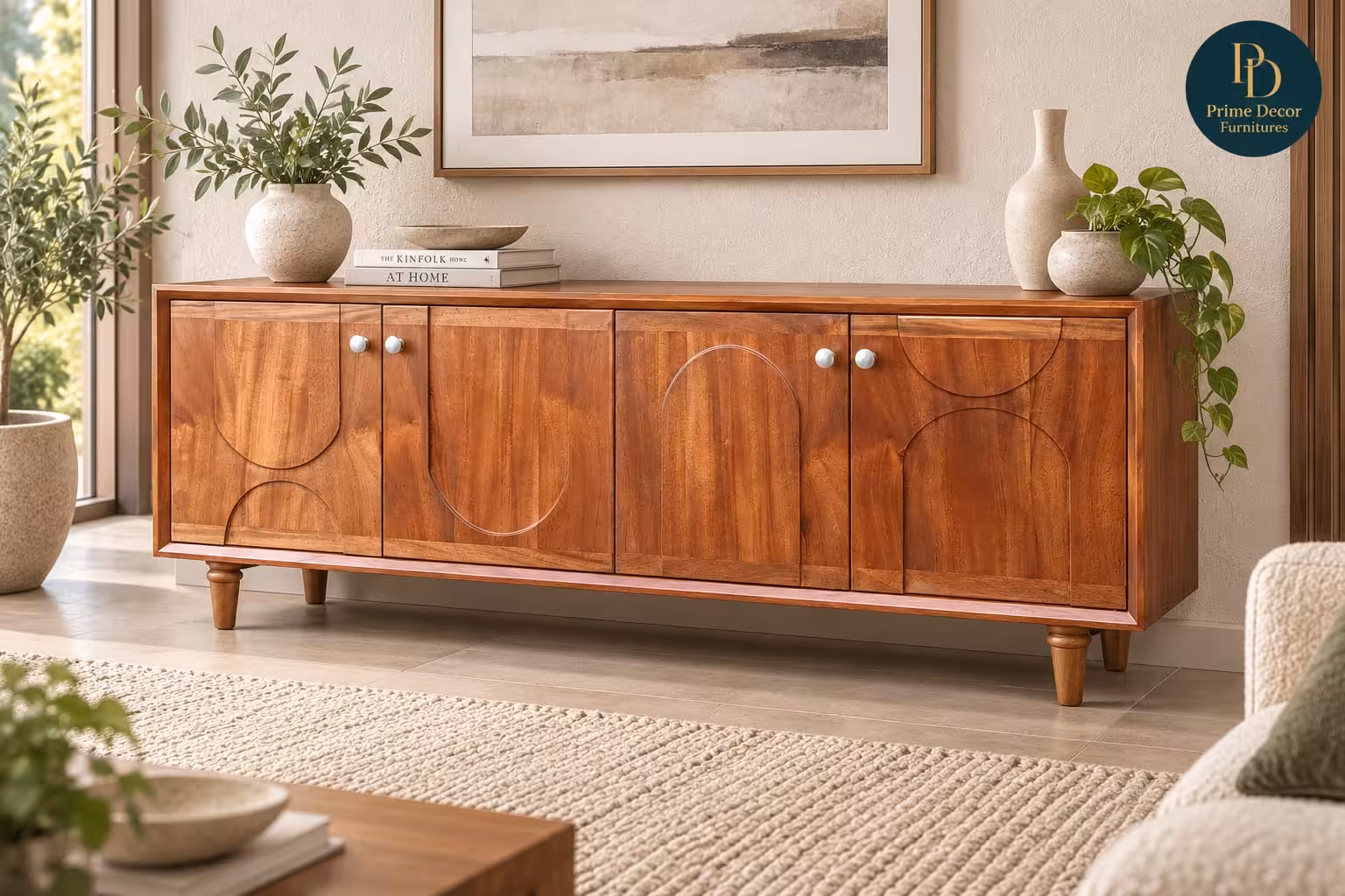 Geometric Mahogany TV Cabinet & Media Console