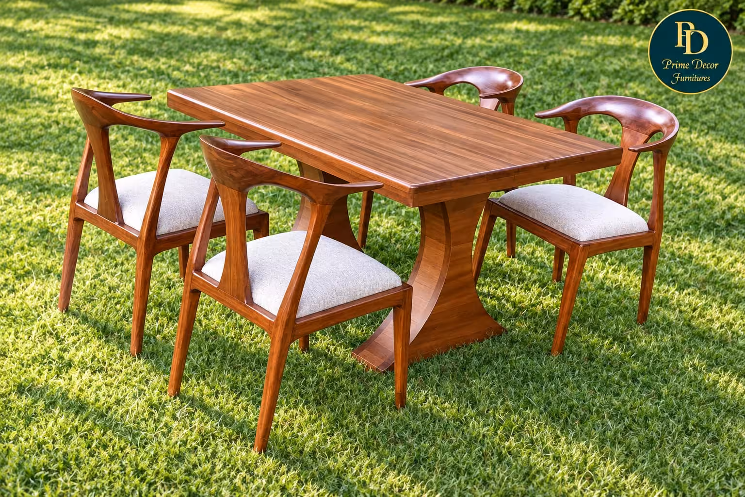 Sculptural Mahogany 4-Seater Dining Set