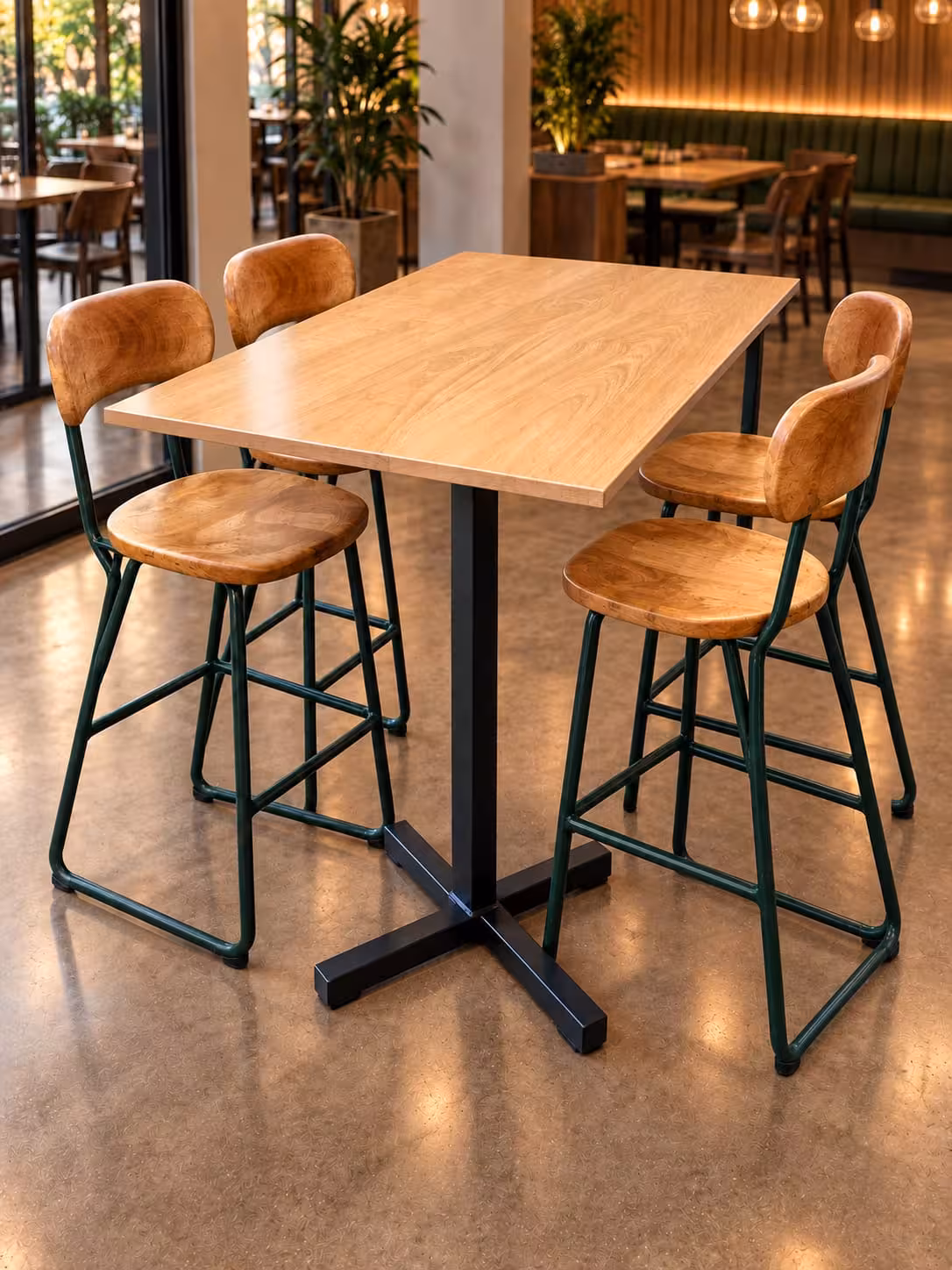 4-Seater High-Bar Hotel Table and Stools Set