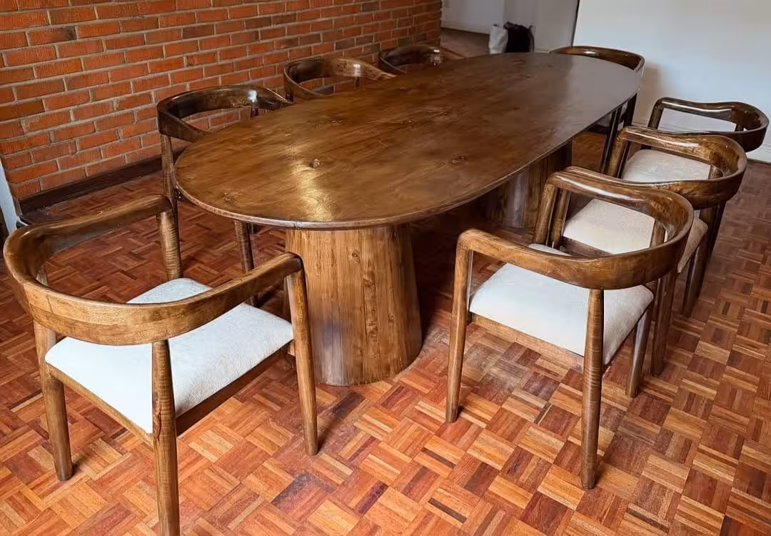 Sculptural Mango Wood 8-Seater Dining Set
