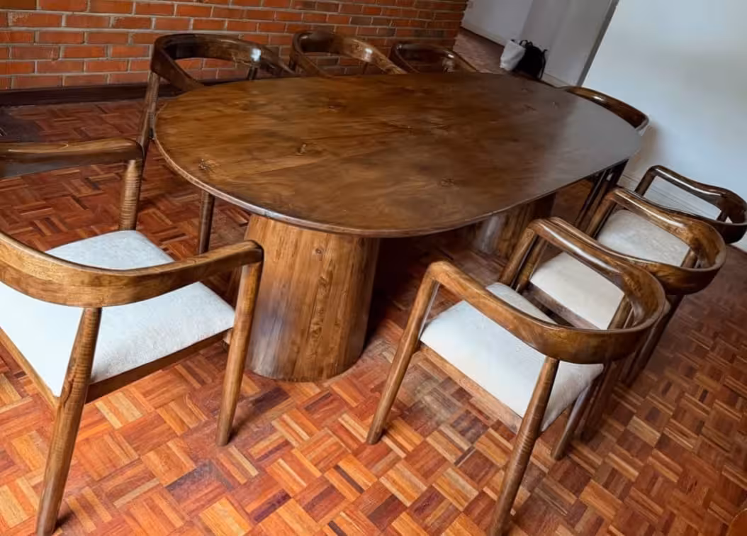 Sculptural Mango Wood 8-Seater Dining Set