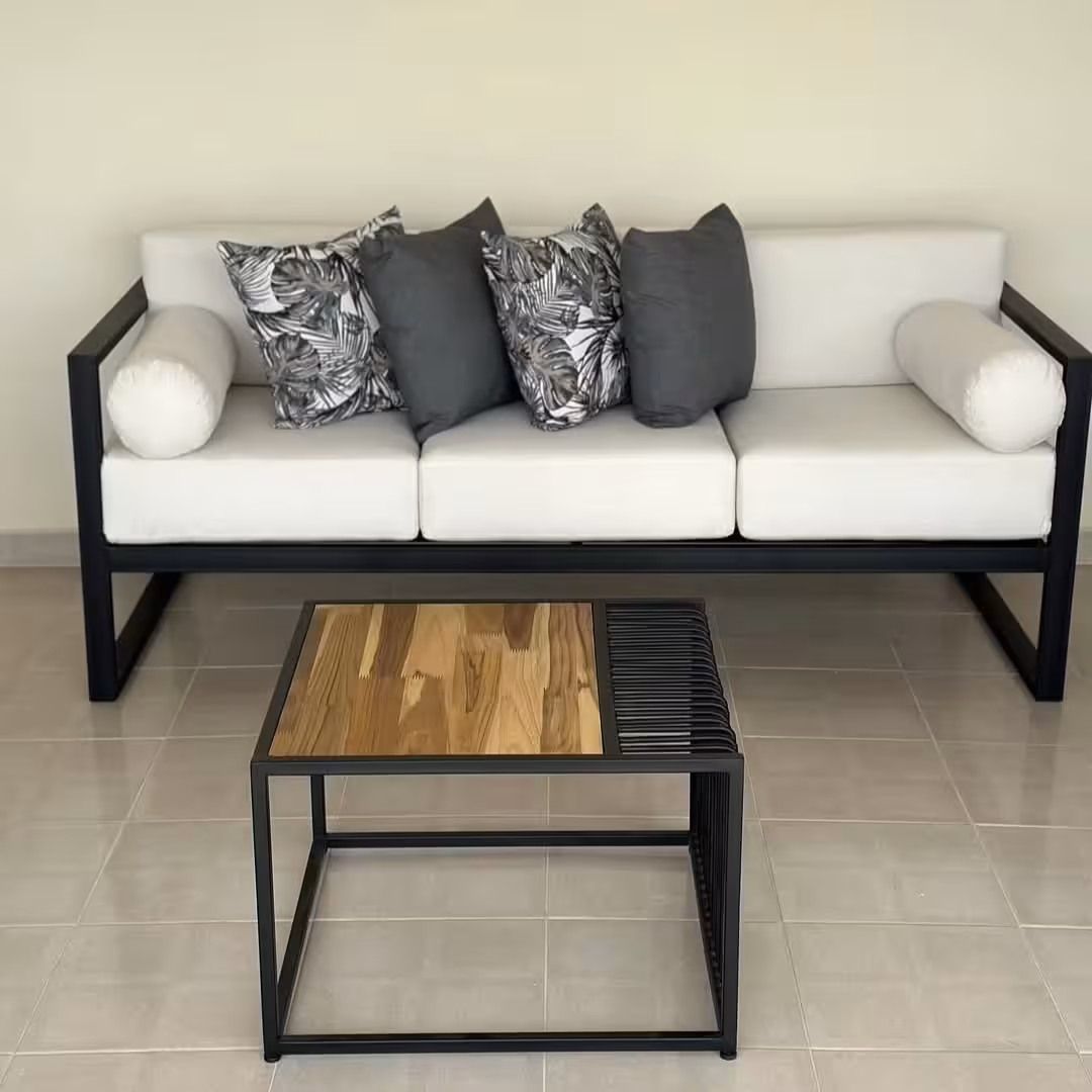 Modern 5-Seater Patio Lounge Collection with Slatted Coffee Table
