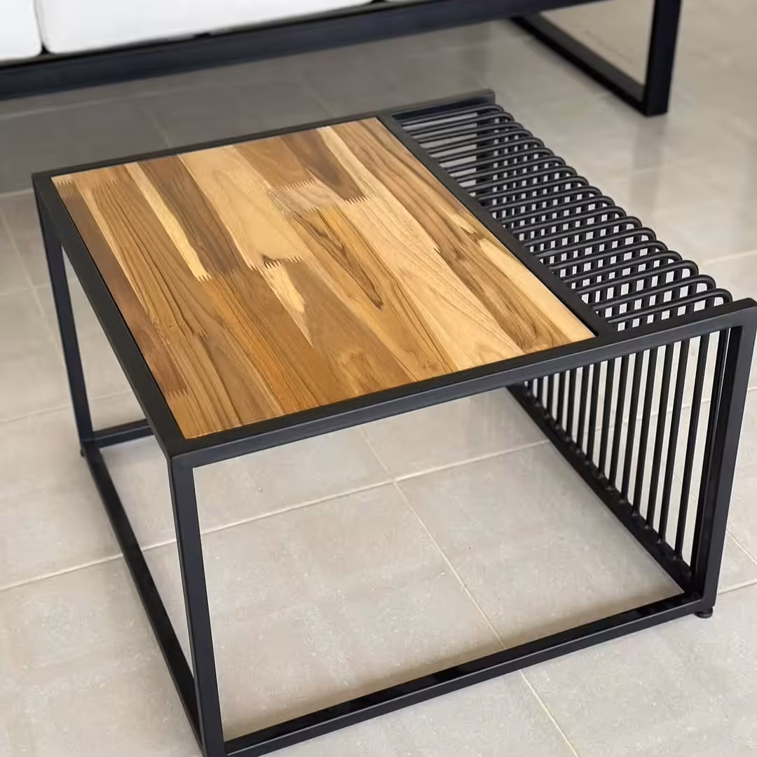 Modern 5-Seater Patio Lounge Collection with Slatted Coffee Table