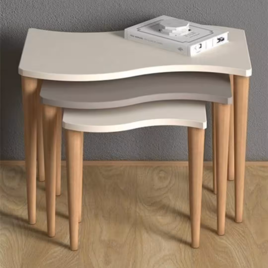 Artisanal Wavy Edge Nesting Side Tables (Set of 3)