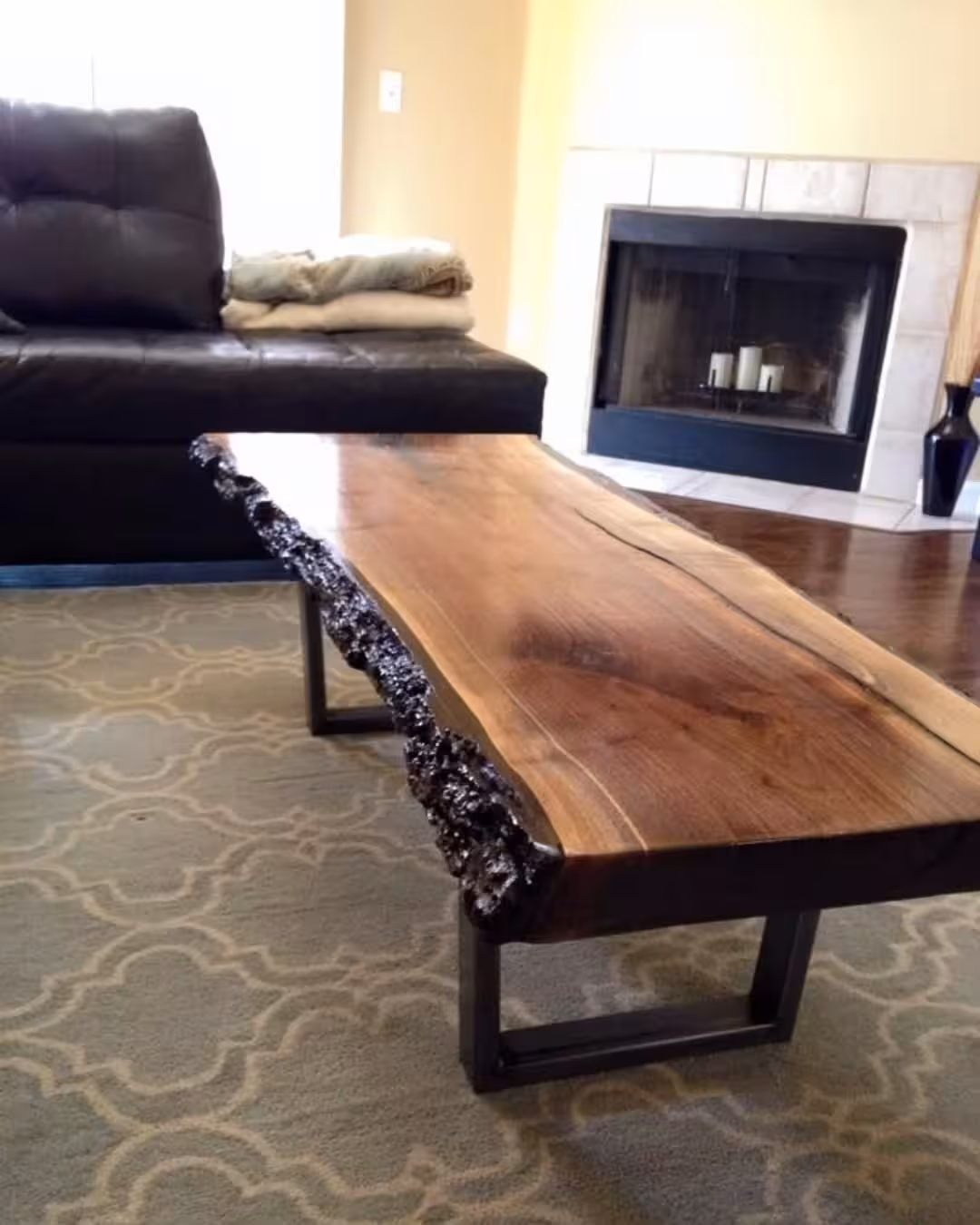 Artisanal Natural Live Edge Wood Slab Coffee Table