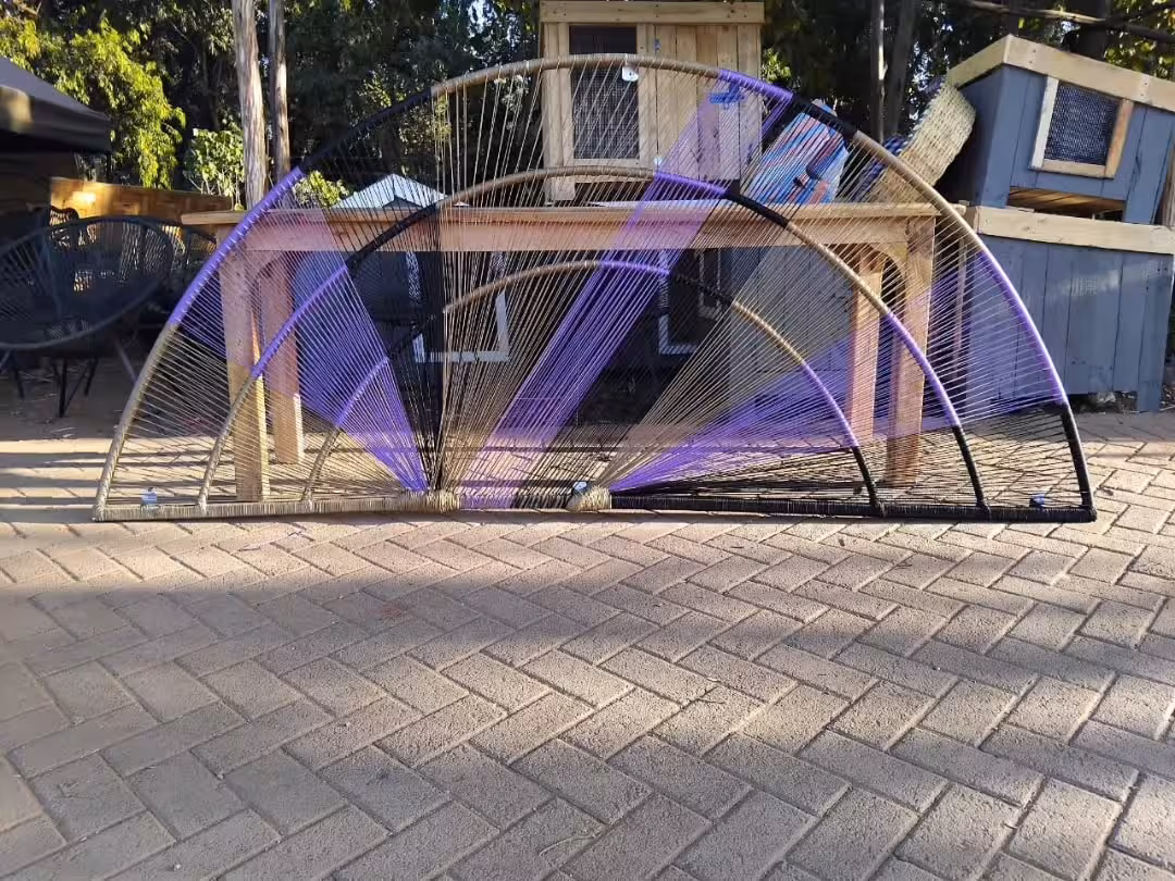 Artisanal Arched String Art Room Divider Screen