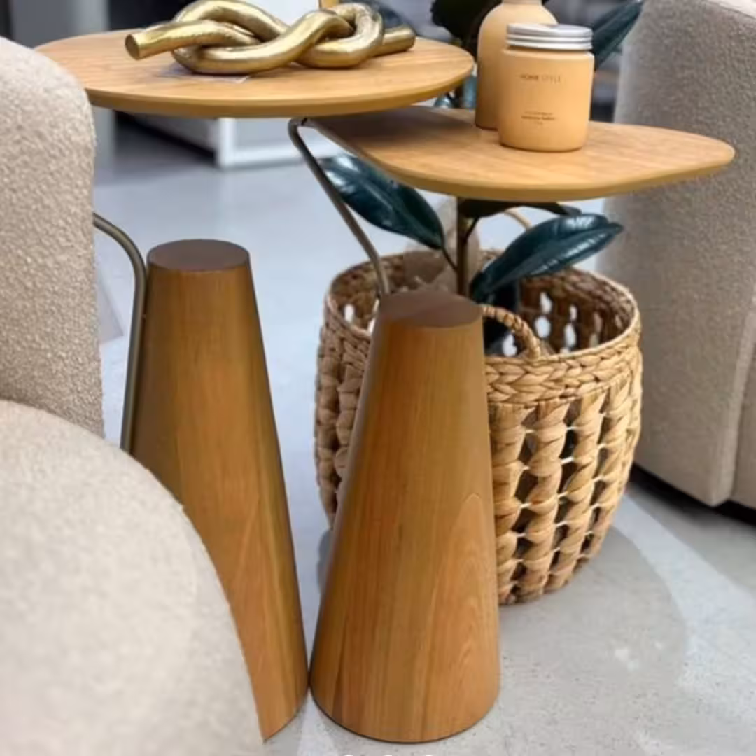 Artisanal Cinamomo Wood Organic Nesting Side Tables (Set of 2)