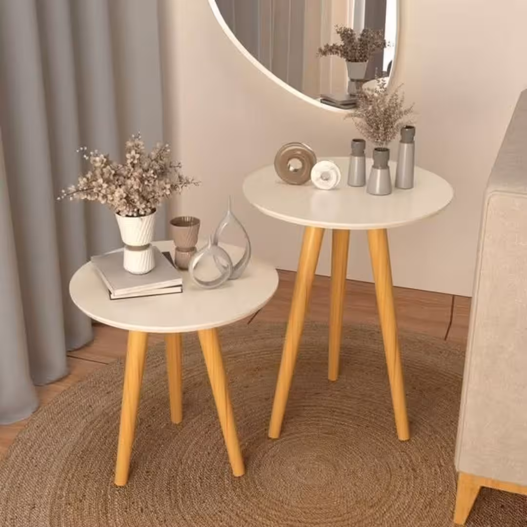 Minimalist Glossy White Nesting Side Tables (Set of 2)
