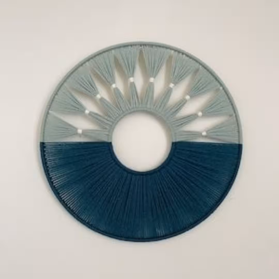 Handmade Two-Tone Sunburst Macrame Hoop Wall Art