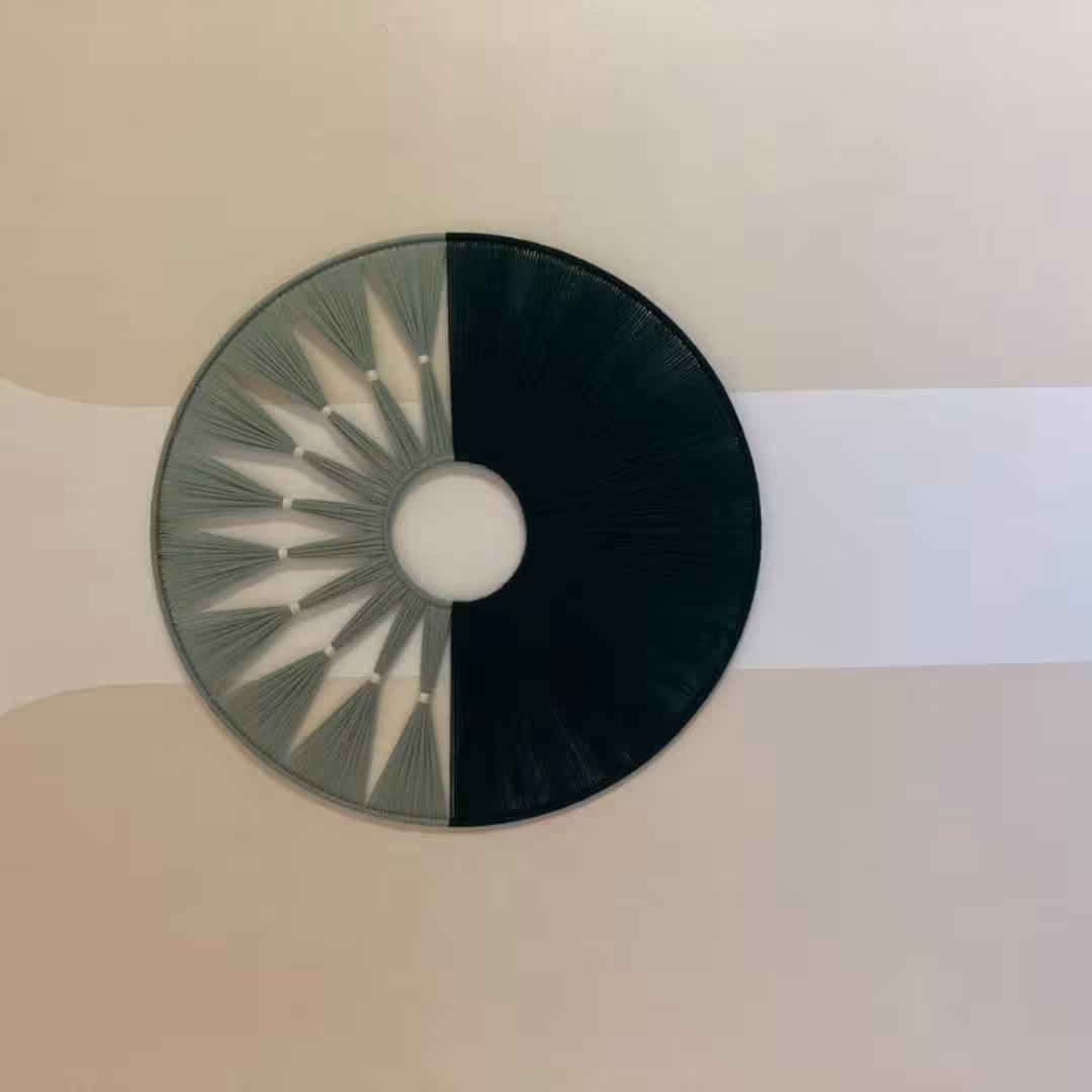 Handmade Two-Tone Sunburst Macrame Hoop Wall Art